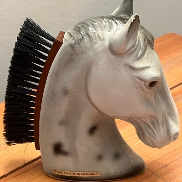 Vintage Horse Head Brush Collectible Hair Brush Shoe Shine 1950s Barber Shop - Picture 2 of 9